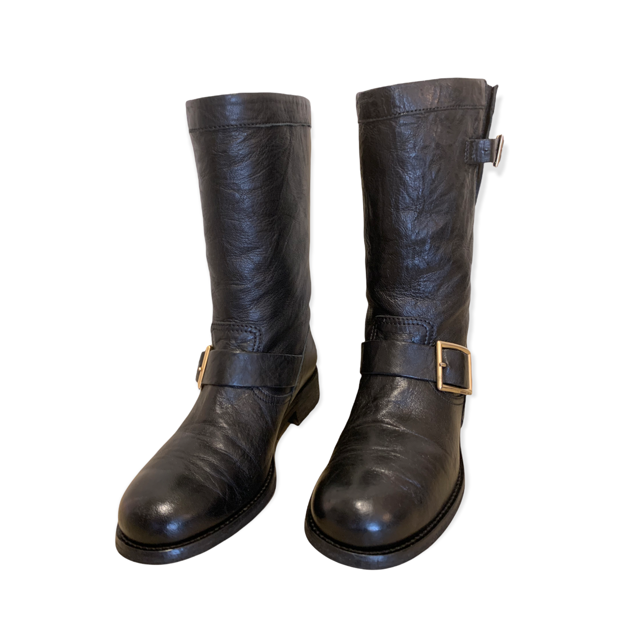 Jimmy choo biker boots top fur lined