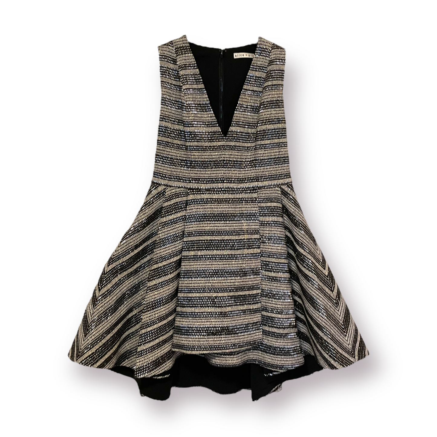 Alice + Olivia Patterned Dress with GORGEOUS Pleats & Cutout Side/Back |Size: 6|