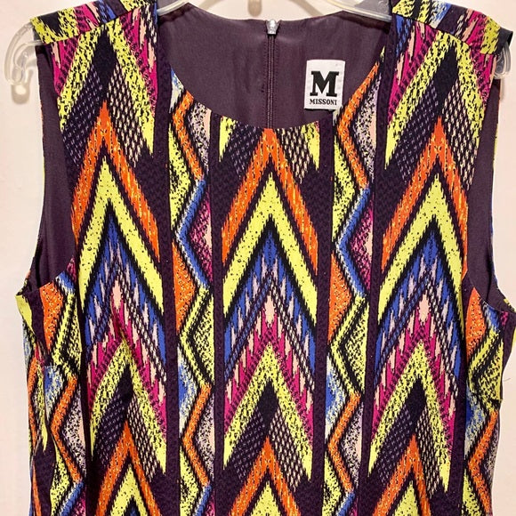 M MISSONI Women's Zigzag-print Silk Shift Dress Size: EU 42
