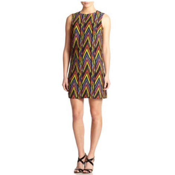M MISSONI Women's Zigzag-print Silk Shift Dress Size: EU 42