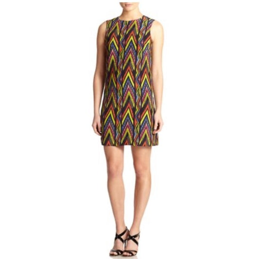M MISSONI Women's Zigzag-print Silk Shift Dress Size: EU 42