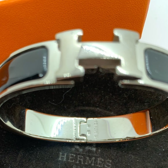 Hermès Clic-Clac Thin PM Bangle Black & Palladium