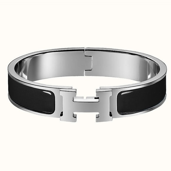 Hermès Clic-Clac Thin PM Bangle Black & Palladium
