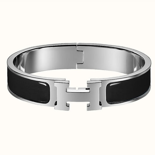 Hermès Clic-Clac Thin PM Bangle Black & Palladium