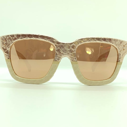 Linda Farrow Rose Gold Snakeskin 52mm Sunglasses