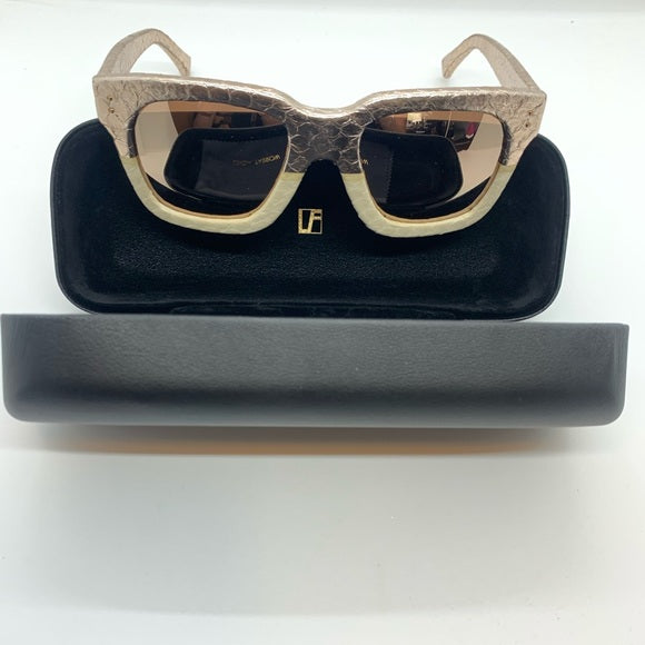 Linda Farrow Rose Gold Snakeskin 52mm Sunglasses