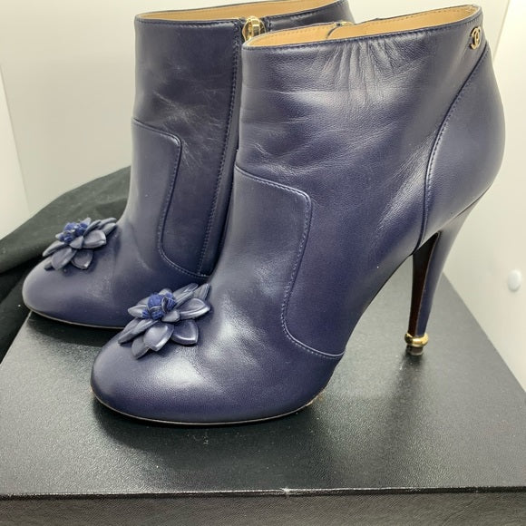 CHANEL Lambskin Short Boots 15A Size: 38