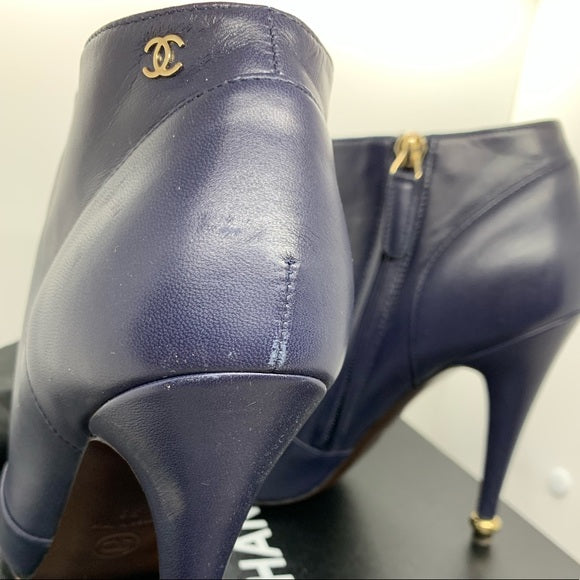 CHANEL Lambskin Short Boots 15A Size: 38