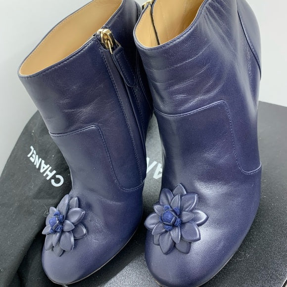 CHANEL Lambskin Short Boots 15A Size: 38
