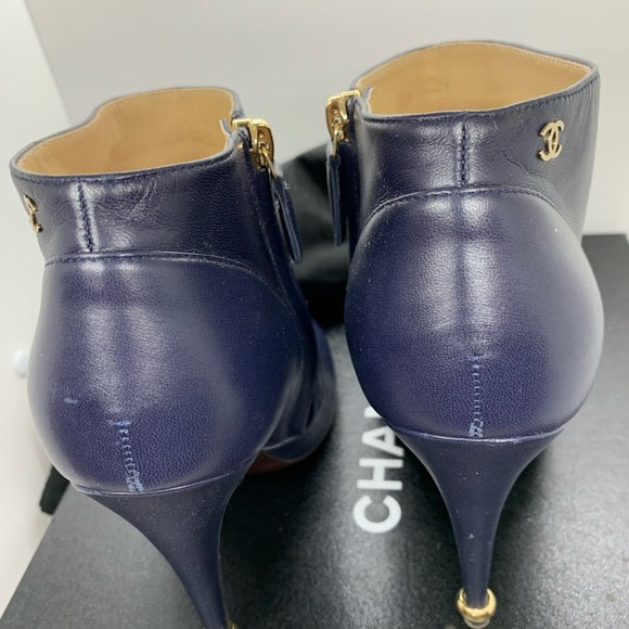 CHANEL Lambskin Short Boots 15A Size: 38