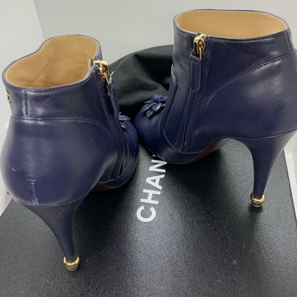 CHANEL Lambskin Short Boots 15A Size: 38