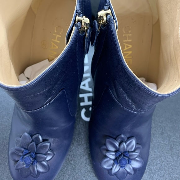 CHANEL Lambskin Short Boots 15A Size: 38