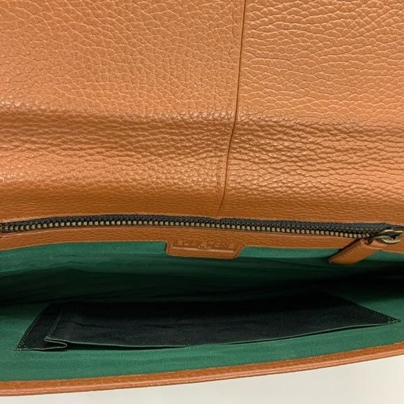 ELA STONE Paris Grained Cognac Leather Clutch