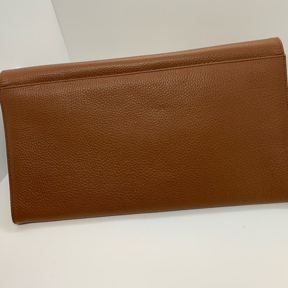 ELA STONE Paris Grained Cognac Leather Clutch