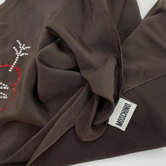 Vintage MOSCHINO Strass Logo Silk Scarf