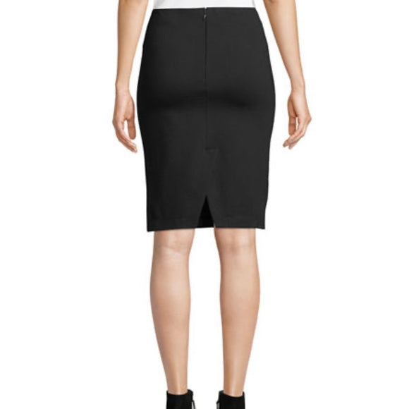 Neiman Marcus Leather Collection-Lamb Leather & Ponte Pencil Skirt