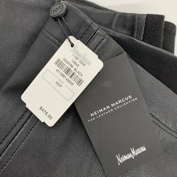 Neiman Marcus Leather Collection-Lamb Leather & Ponte Pencil Skirt