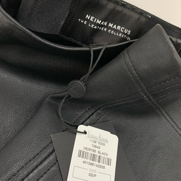 Neiman Marcus Leather Collection-Lamb Leather & Ponte Pencil Skirt