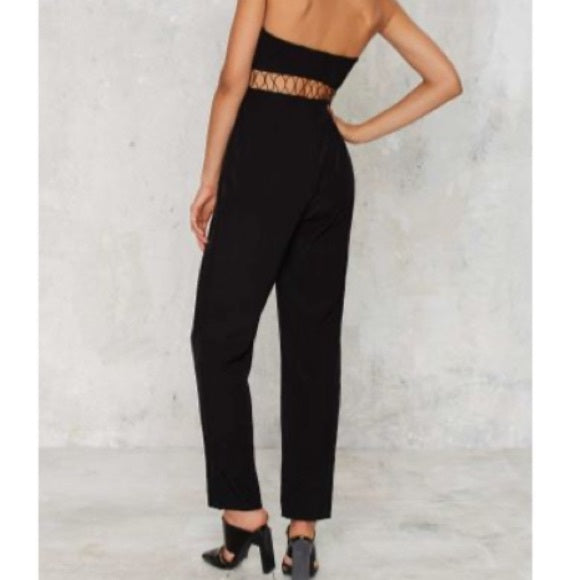 StyleStalker Black Glory Strapless Jumpsuit Size:S