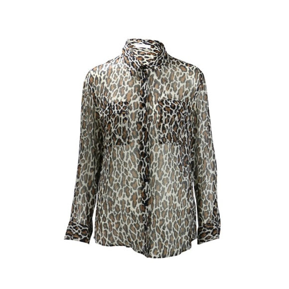 Vintage EQUIPMENT Silk Leopard Print Blouse