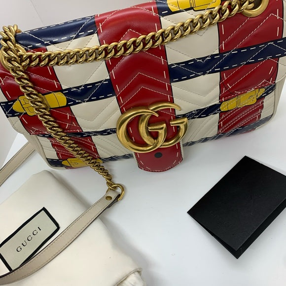 GUCCI TROMPE L'OEIL 'GG' MARMONT SHOULDER BAG