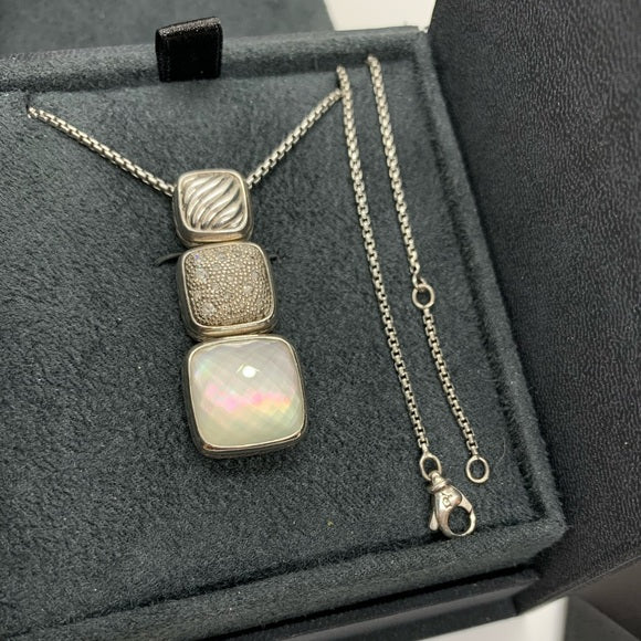 David Yurman Sterling Silver Chicklet Necklace