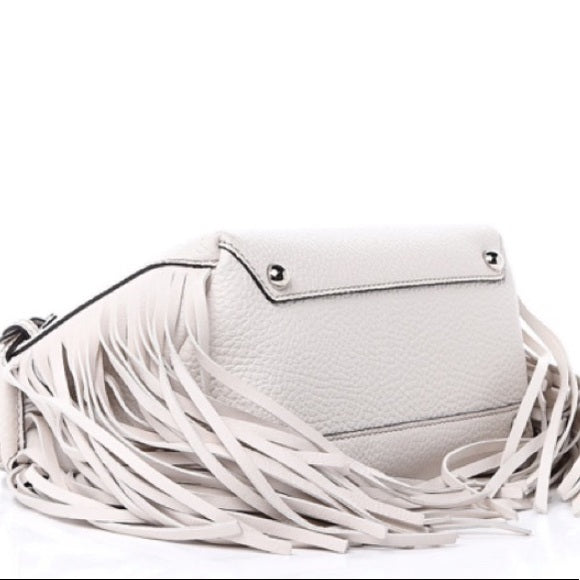 Burberry BABY BANNER WHITE STUDDED FRINGE TOTE