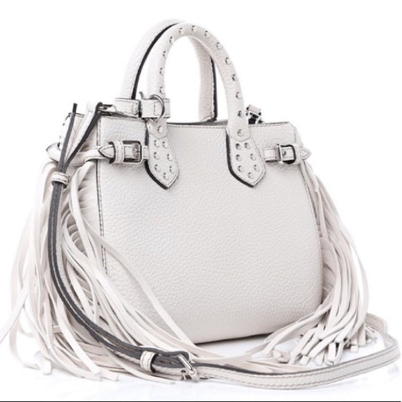 Burberry BABY BANNER WHITE STUDDED FRINGE TOTE
