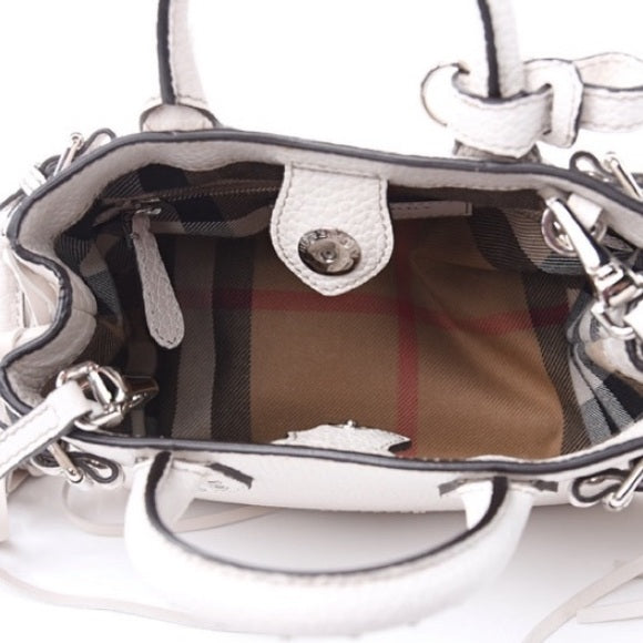 Burberry BABY BANNER WHITE STUDDED FRINGE TOTE