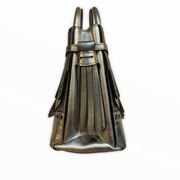 BURBERRY Metallic Calfskin Broguing Small Banner