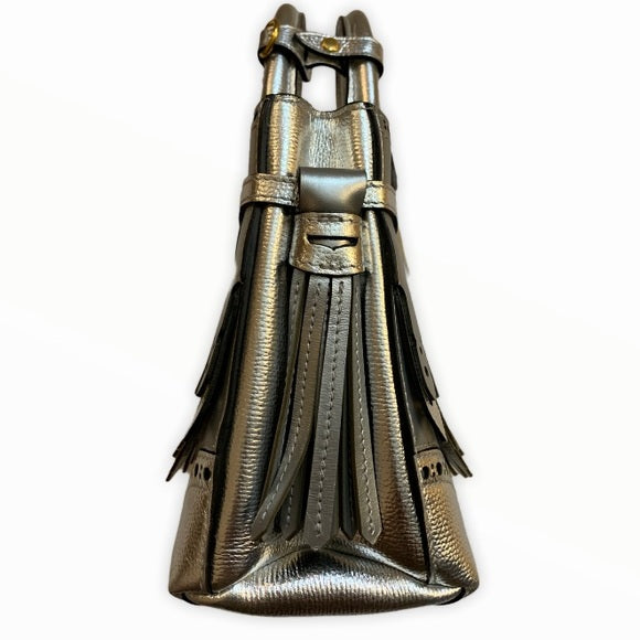 BURBERRY Metallic Calfskin Broguing Small Banner