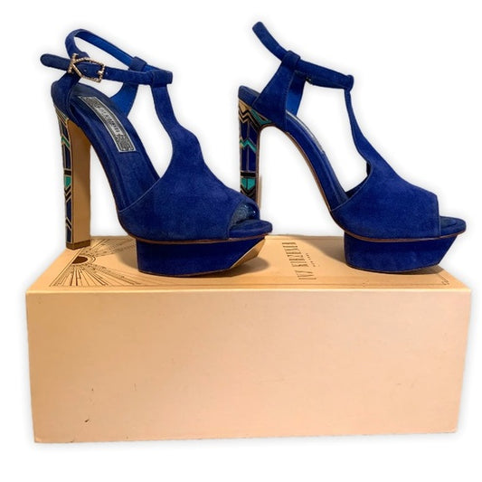 Ivy Kirzhner Cobalt Blue Block Heel 7.5