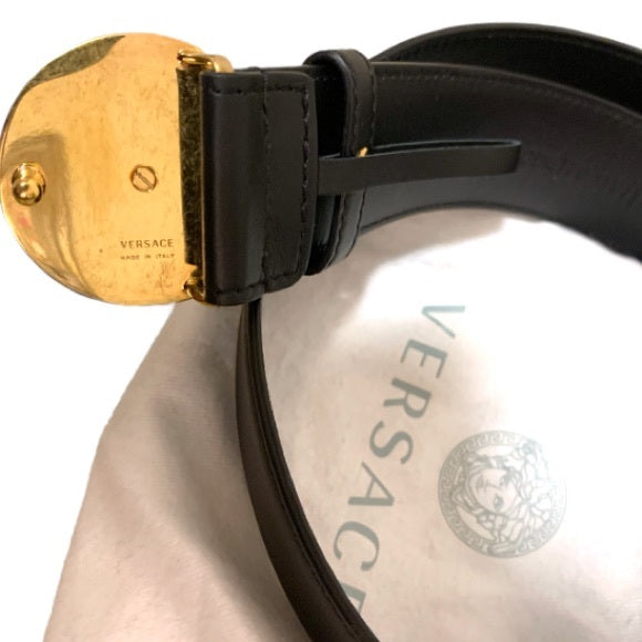 VERSACE Brushed Gold Medusa Head Buckle Belt