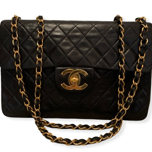 Classic Large Black Quilted Vintage Chanel Flap Bag