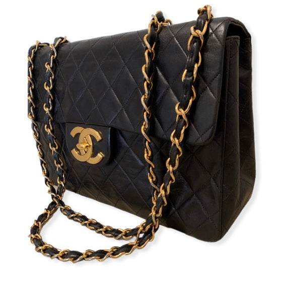 Classic Large Black Quilted Vintage Chanel Flap Bag