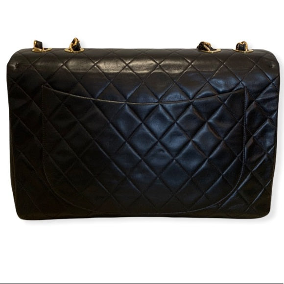 Classic Large Black Quilted Vintage Chanel Flap Bag