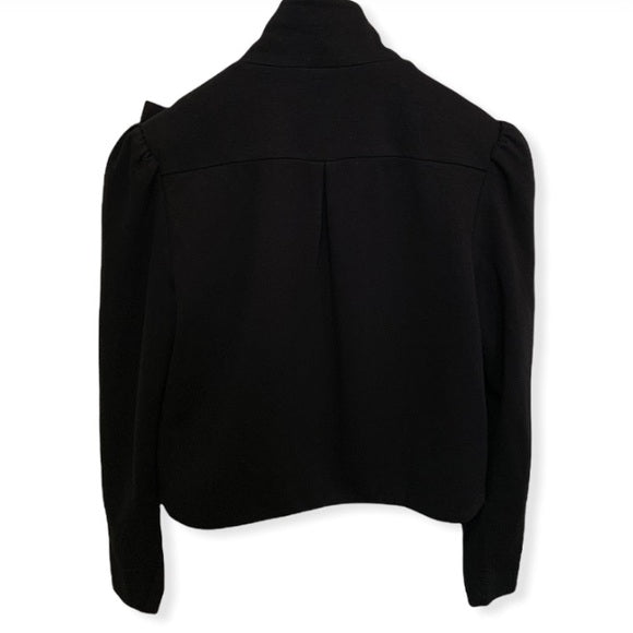 Alice+Olivia Silk Bow Embellished Cropped Jacket