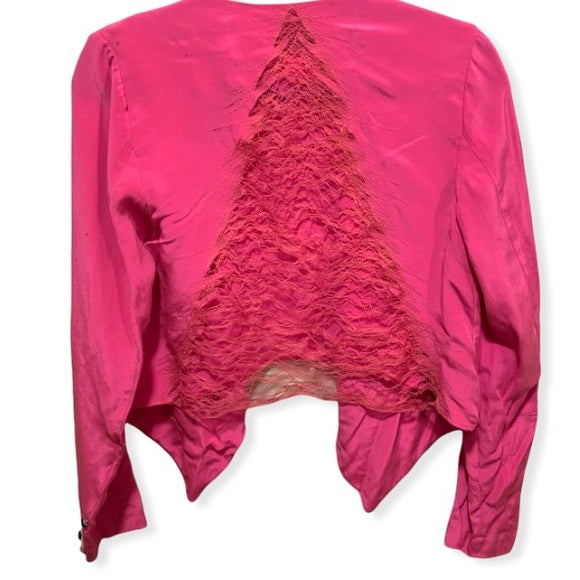 MADISON MARCUS 100% Silk Bright Pink Jacket Size: Small