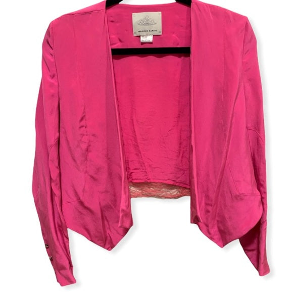 MADISON MARCUS 100% Silk Bright Pink Jacket Size: Small