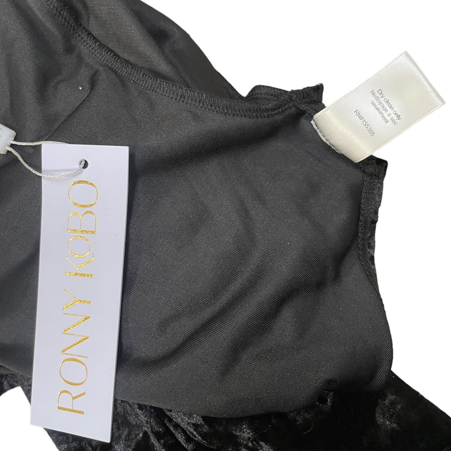RONNY KOBO Guya Black Crushed Velvet Bodysuit 
| Size: Small |
