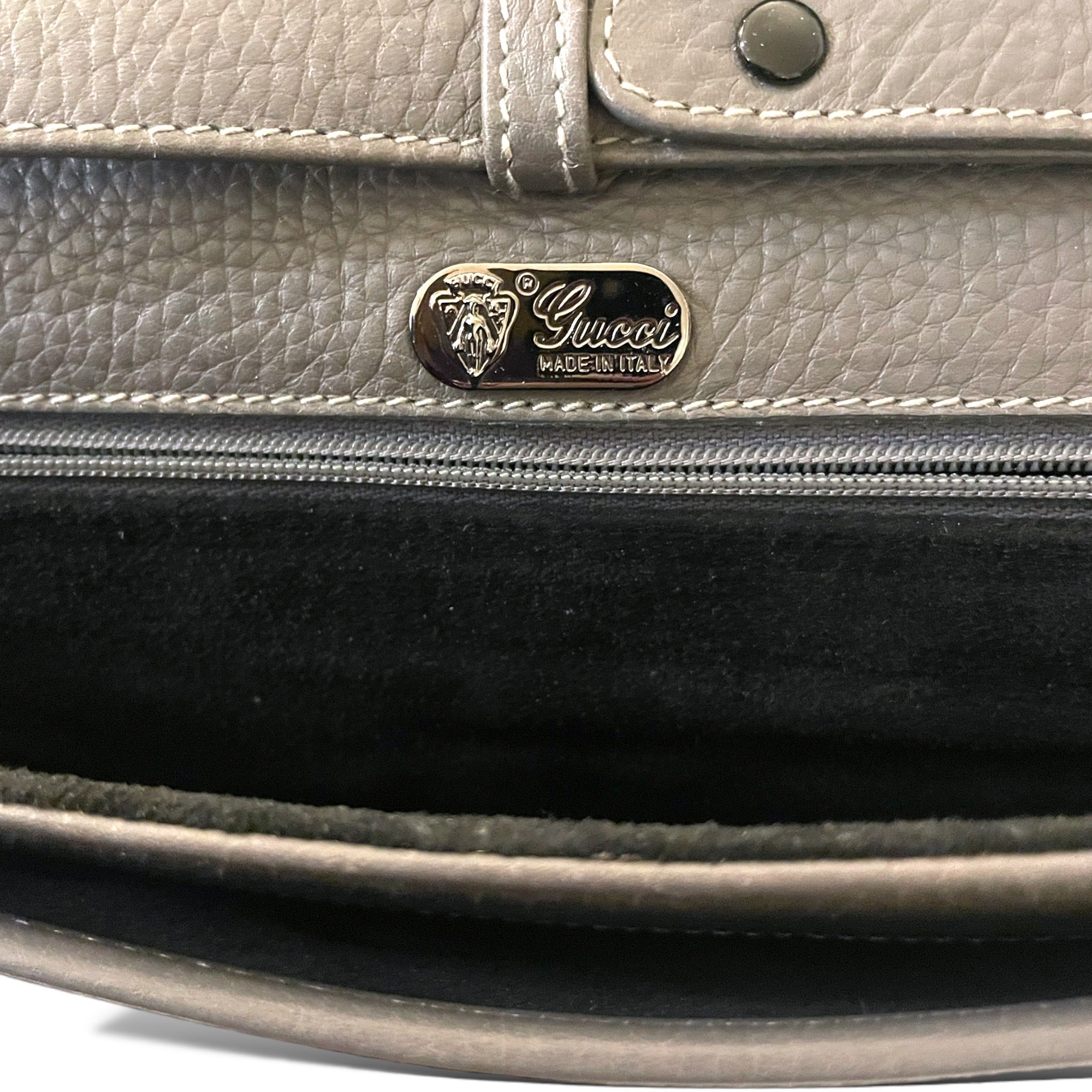 GUCCI Vintage Grey Leather Crossbody Bag / Clutch