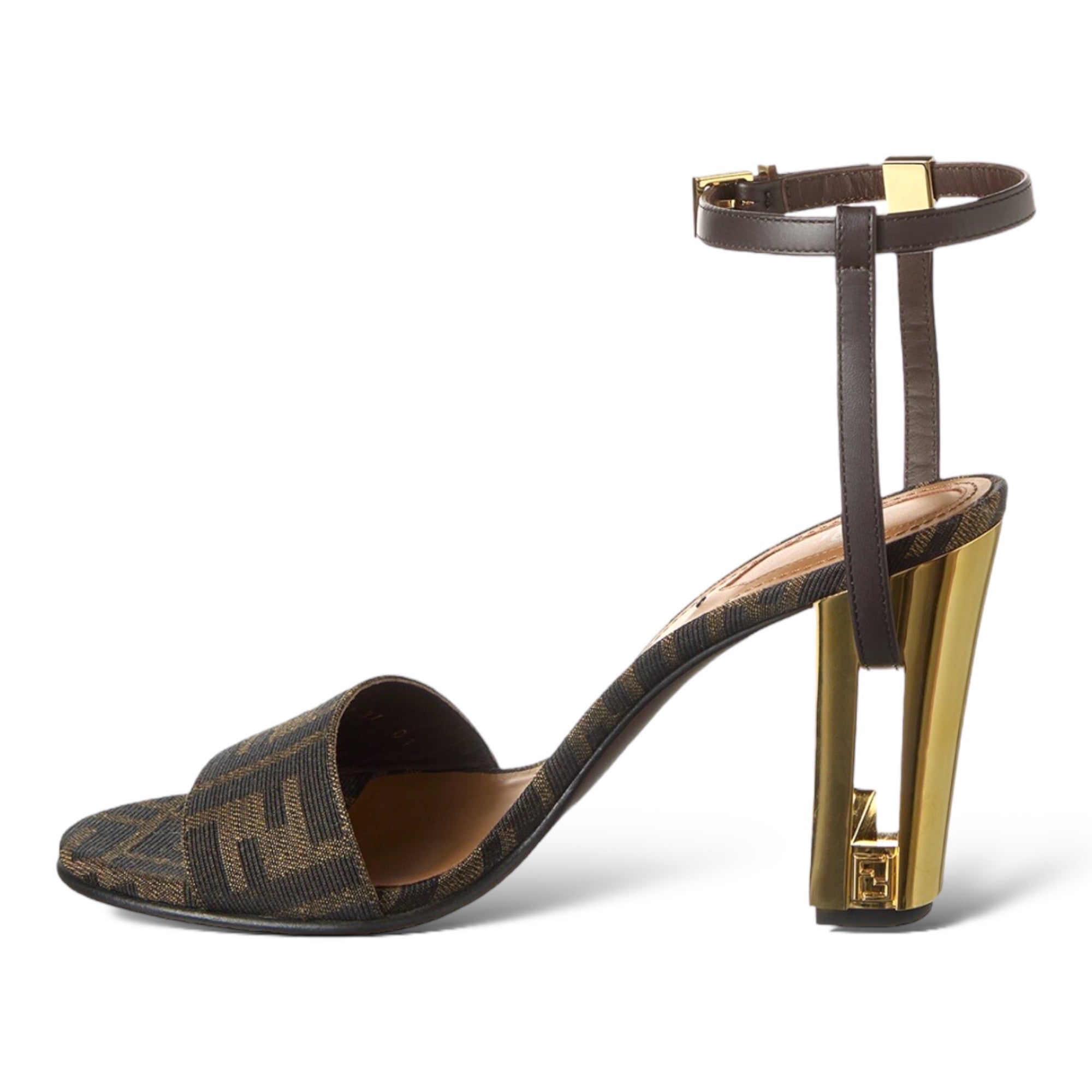 FENDI DELFINA FF & LEATHER SANDAL | Size: 38 |