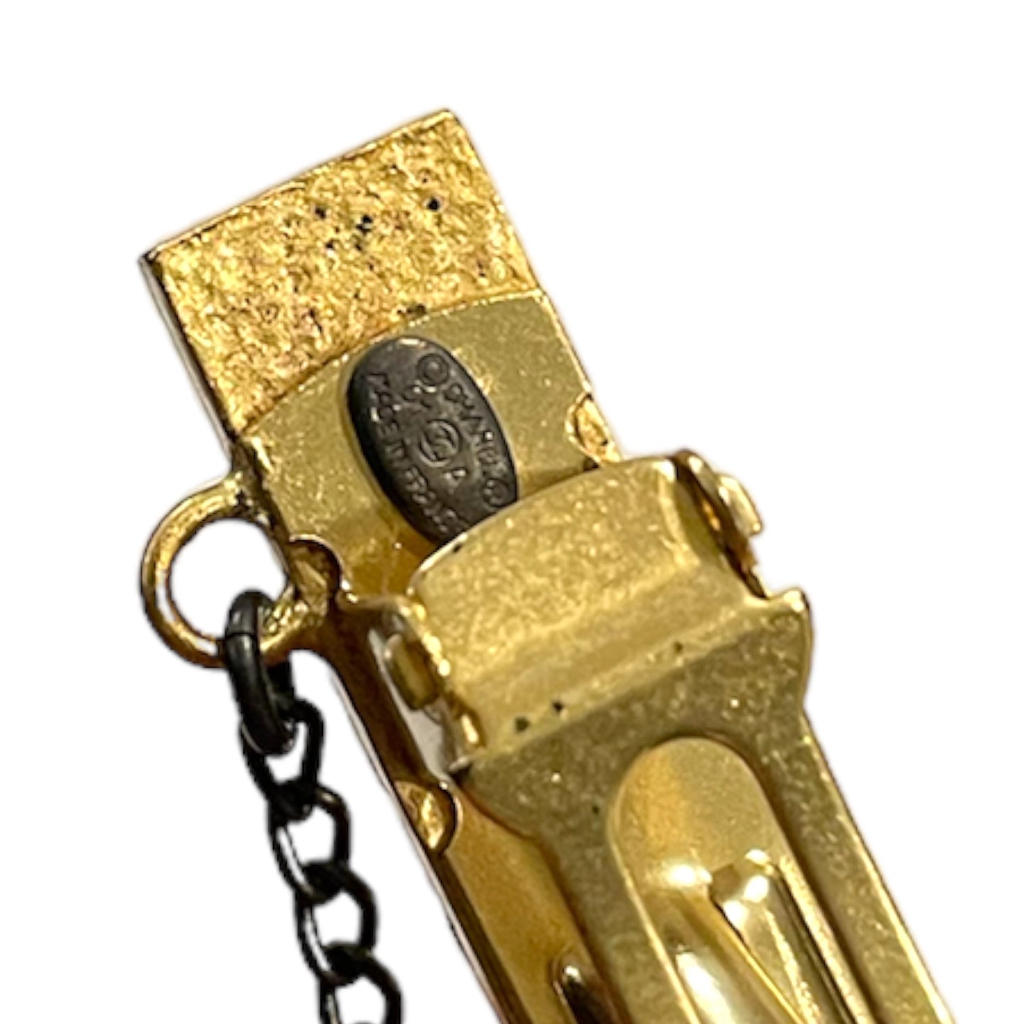 CHANEL Gold-Tone Vintage CC Logo & Faux Pearl French Snap Clip Barrette