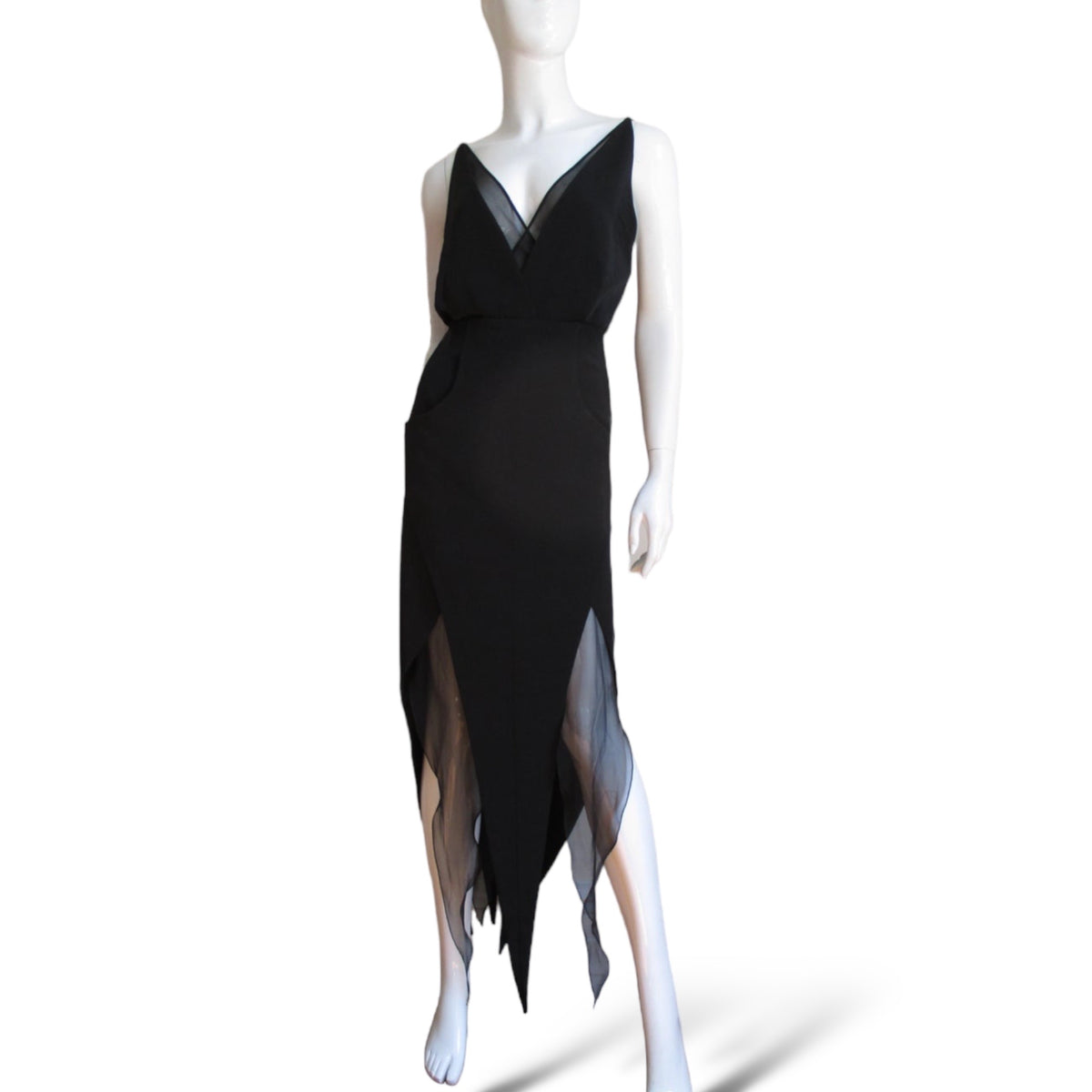 RARE Circa 90’s KARL LAGERFELD Layered Pointed Hem Dress Made in France