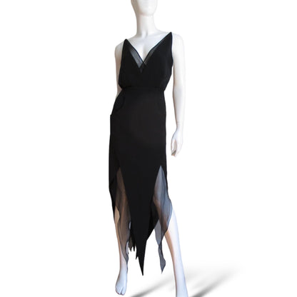 RARE Circa 90’s KARL LAGERFELD Layered Pointed Hem Dress Made in France