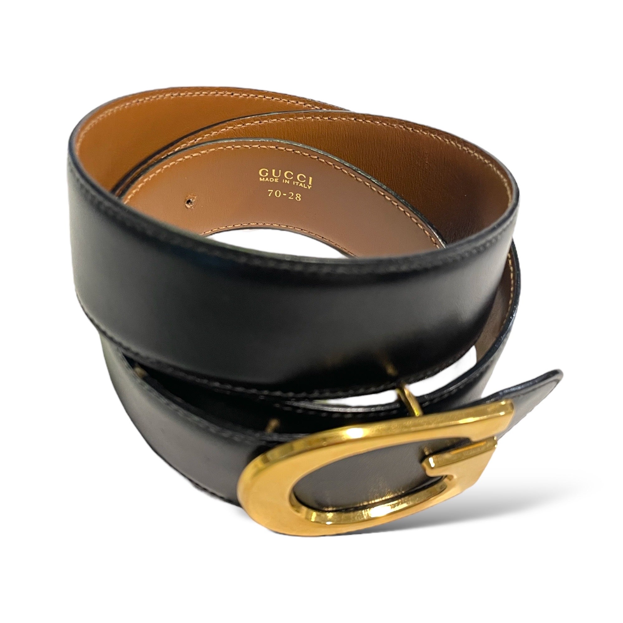 GUCCI Vintage Leather Belt with Removable Gold-Tone G Buckle |Size: 70/28|