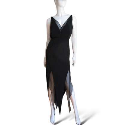 RARE Circa 90’s KARL LAGERFELD Layered Pointed Hem Dress Made in France