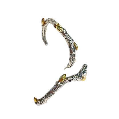 Stephen Dweck Vine Hoop Earrings, 18k YG, .925 & Dweck Diamonds - photo 10 of 12