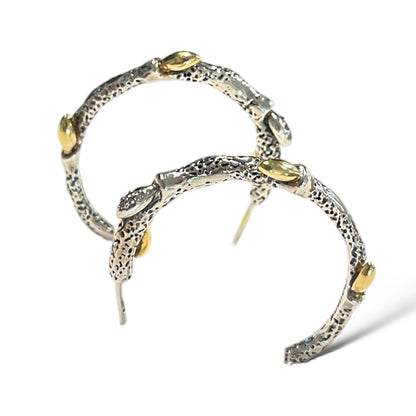 Stephen Dweck Vine Hoop Earrings, 18k YG, .925 & Dweck Diamonds - photo 9 of 12
