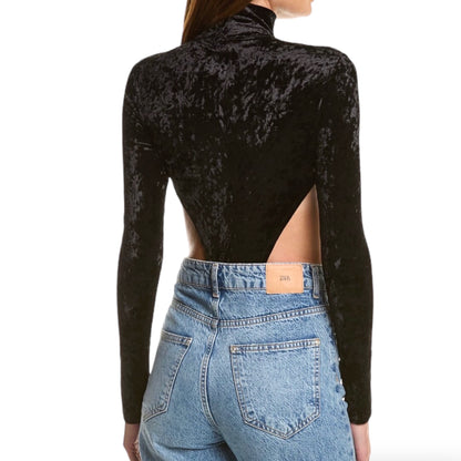 Ronny Kobo Guya Black Crushed Velvet Bodysuit - photo 4 of 7
